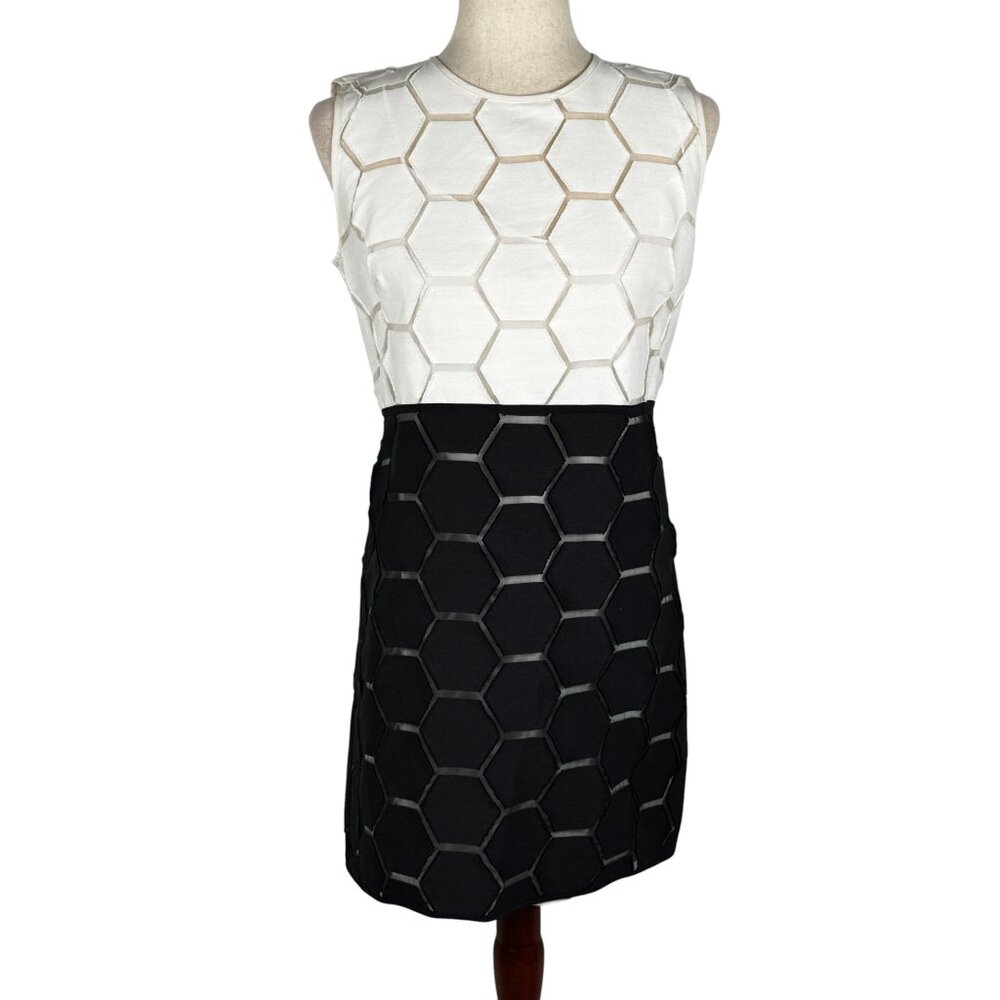 Milly White and Black Hexagon Dress